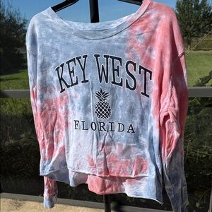 Key West Tie-Dye Crop Top - Pink and Blue 100% cotton